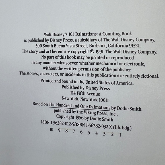 Vintage Walt Disney's 101 Dalmatians A Counting Book 1991 Hardcover with Jacket - Picture 2 of 12